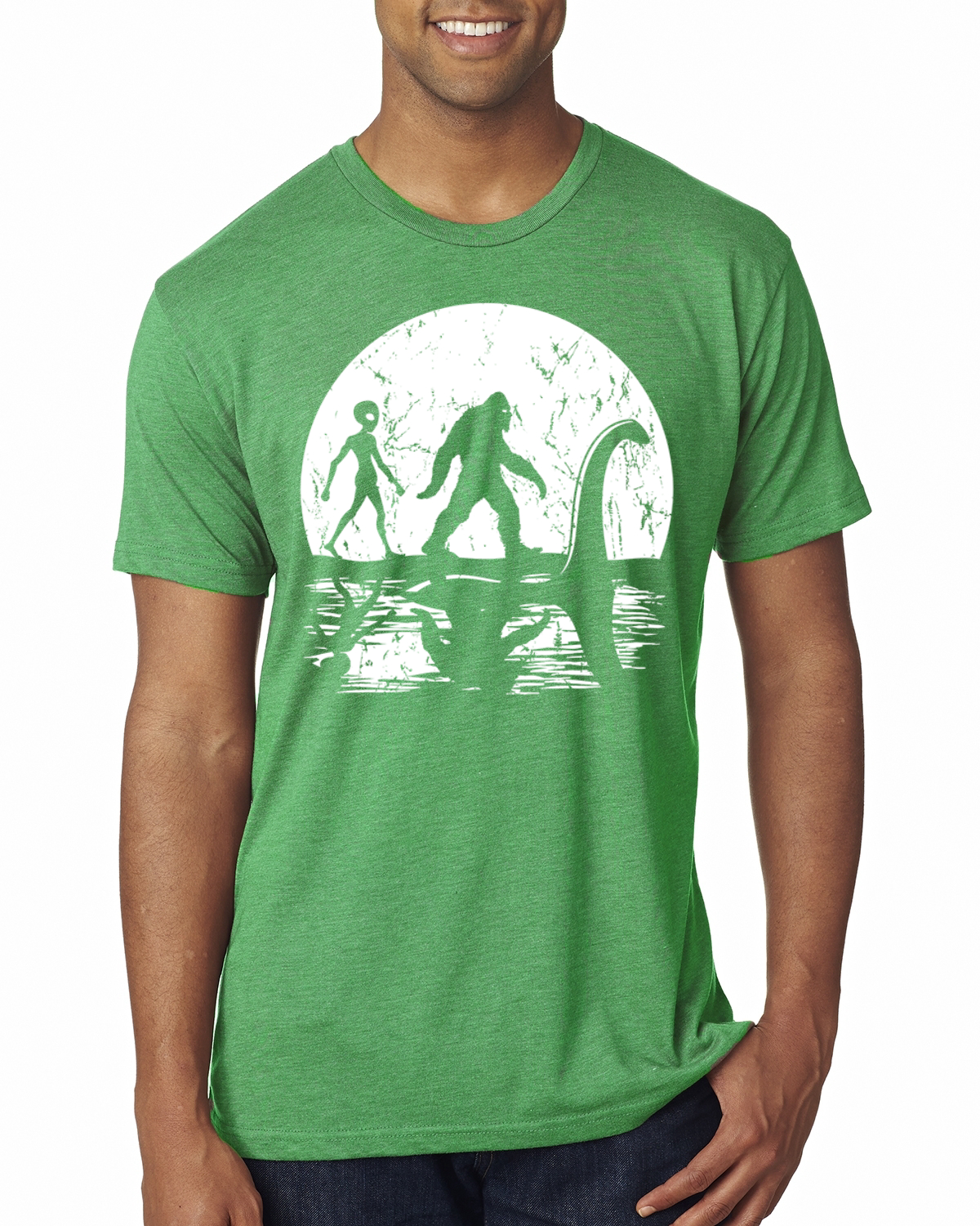 Camiseta Moon Silhoutte Bigfoot Shadow Big 3 Myths Hombres Premium Tri Blend - Imagen 4 de 17