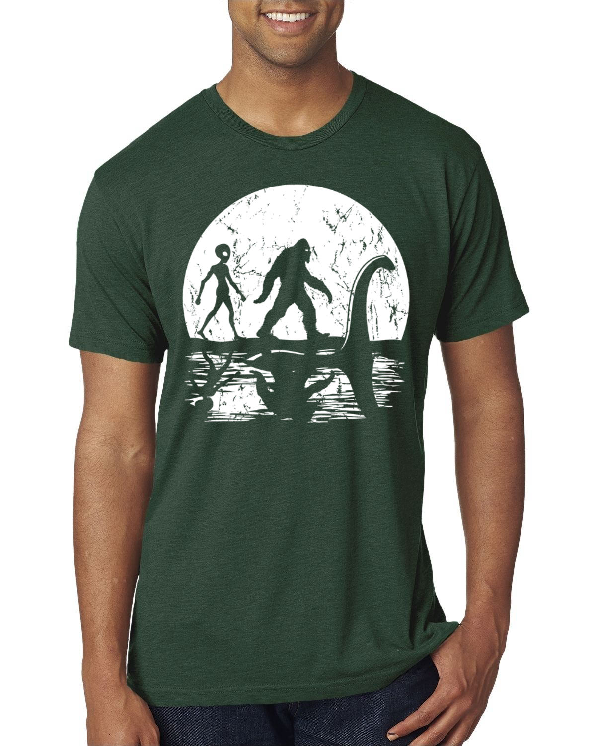 Camiseta Moon Silhoutte Bigfoot Shadow Big 3 Myths Hombres Premium Tri Blend - Imagen 3 de 17
