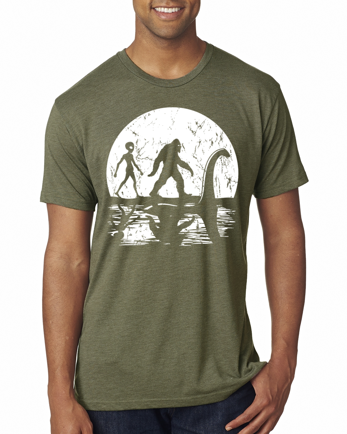 Camiseta Moon Silhoutte Bigfoot Shadow Big 3 Myths Hombres Premium Tri Blend - Imagen 12 de 17