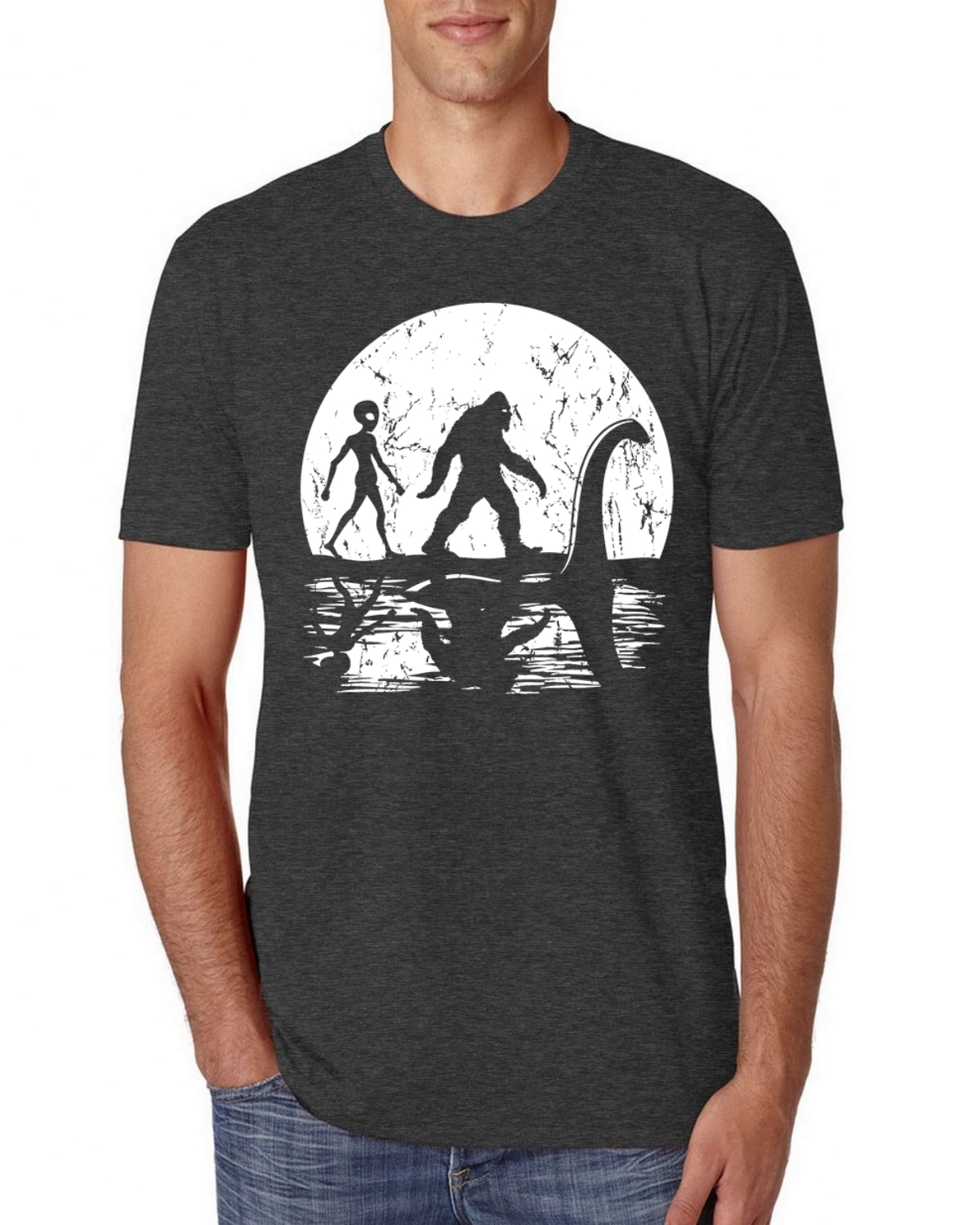 Camiseta Moon Silhoutte Bigfoot Shadow Big 3 Myths Hombres Premium Tri Blend - Imagen 7 de 17