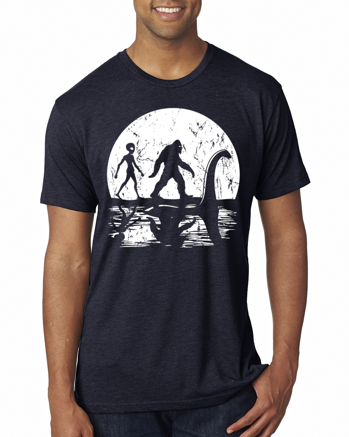 Camiseta Moon Silhoutte Bigfoot Shadow Big 3 Myths Hombres Premium Tri Blend - Imagen 8 de 17