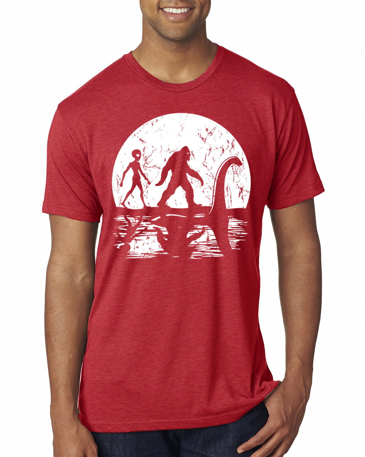 Camiseta Moon Silhoutte Bigfoot Shadow Big 3 Myths Hombres Premium Tri Blend - Imagen 10 de 17