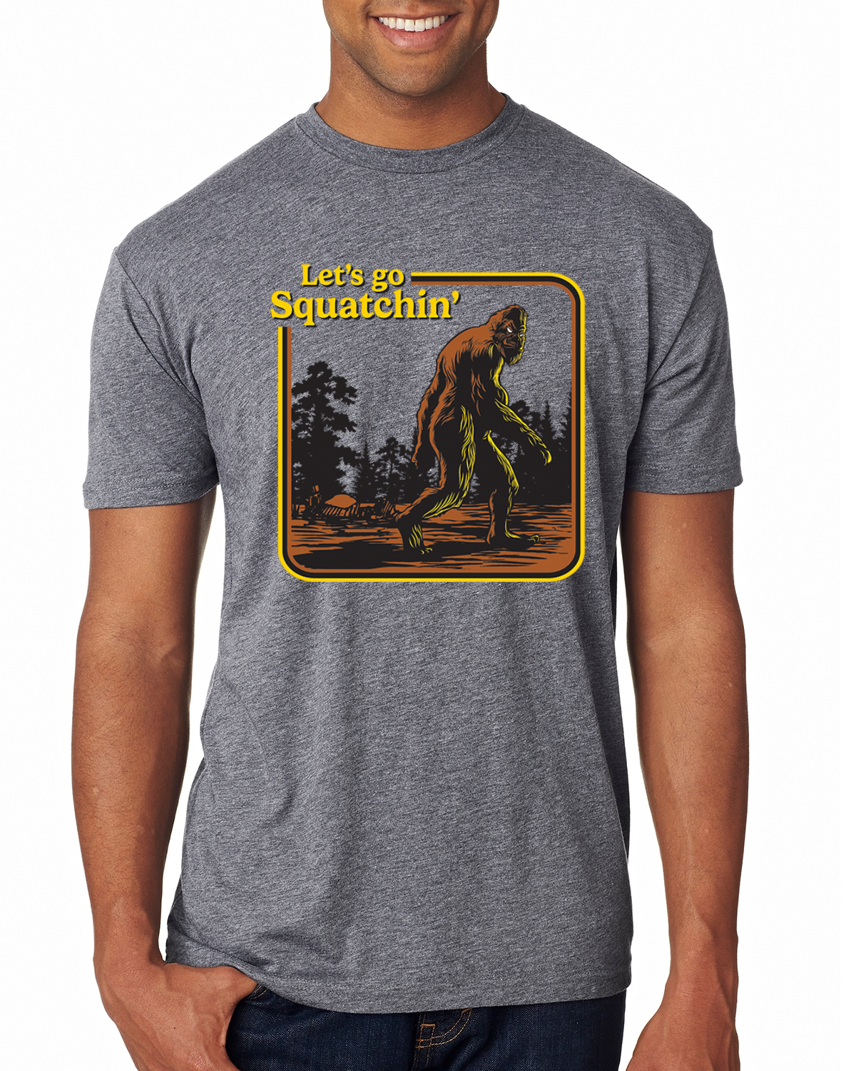 Camiseta Let's Go Squatchin Bigfoot Hombre Premium Tri Blend - Imagen 6 de 17