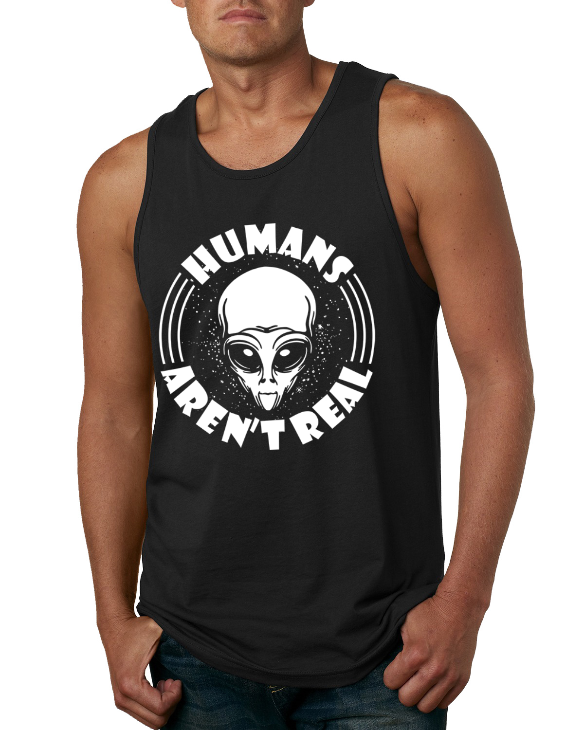 Camiseta sin mangas Humans Aren't Real Men - Imagen 3 de 9