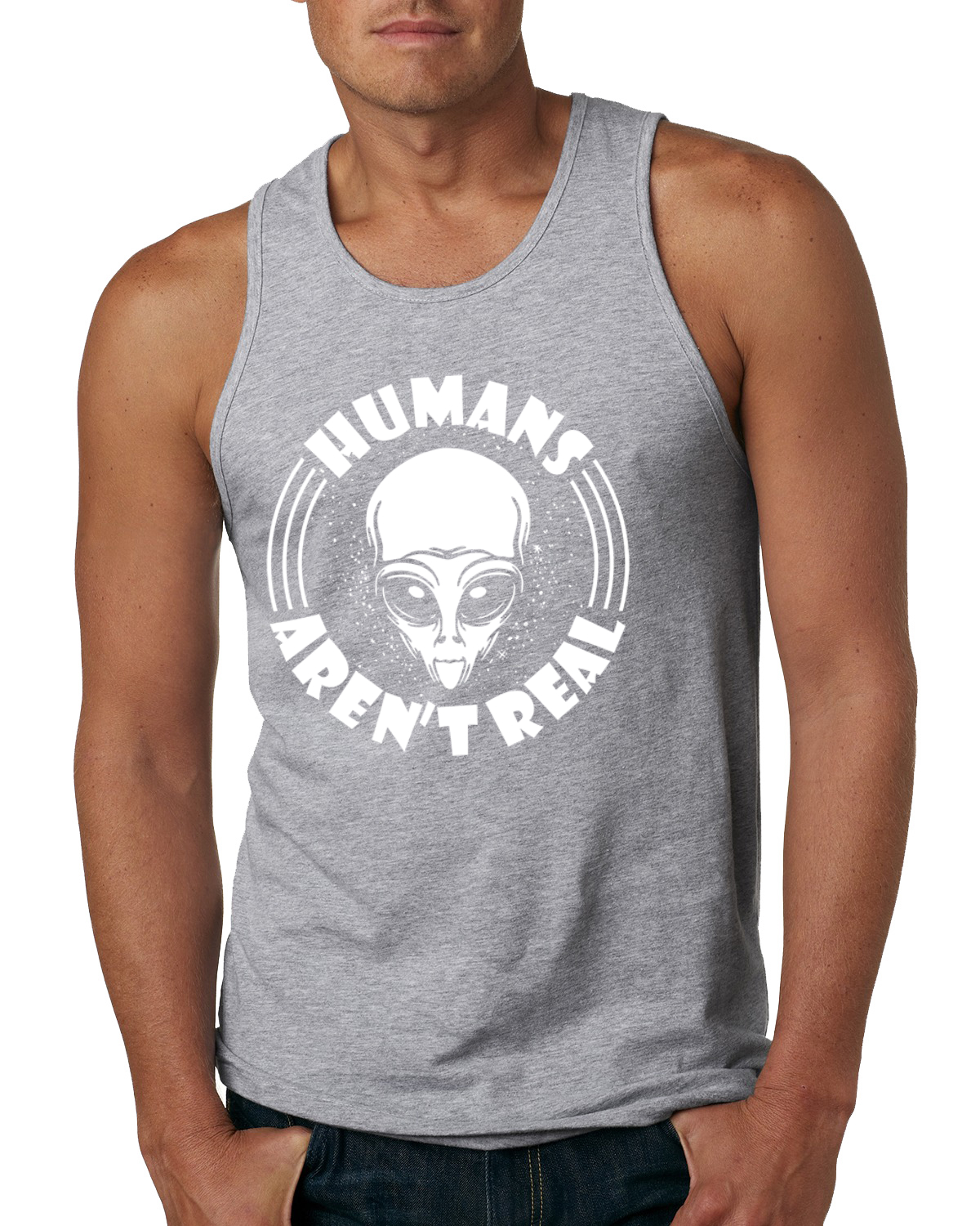 Camiseta sin mangas Humans Aren't Real Men - Imagen 5 de 9