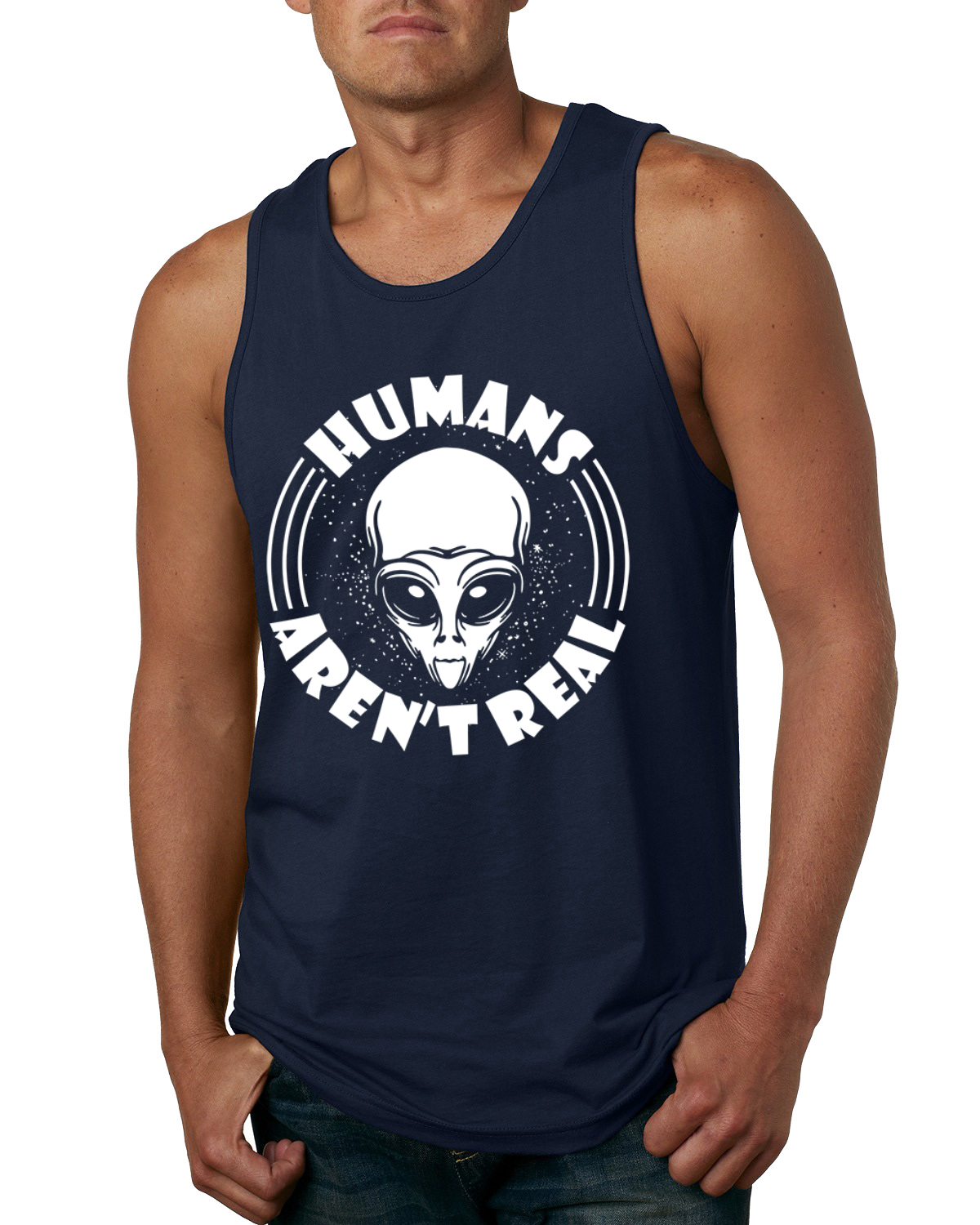 Camiseta sin mangas Humans Aren't Real Men - Imagen 6 de 9