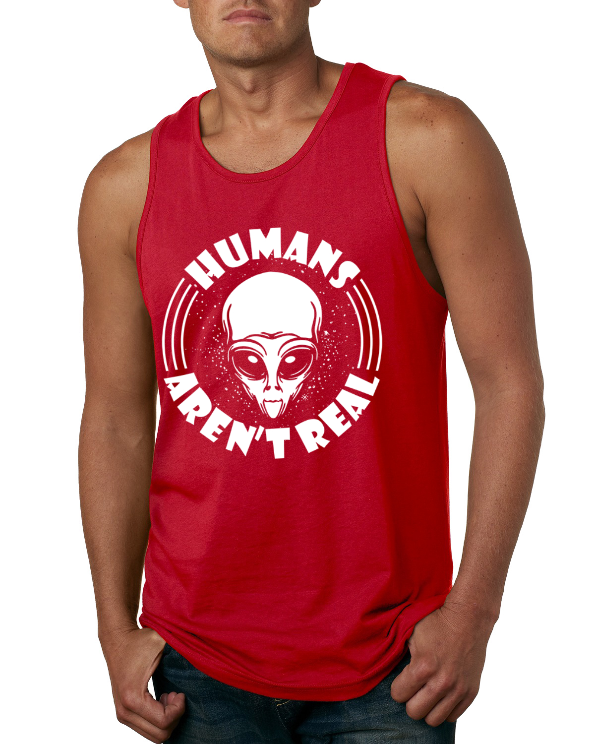 Camiseta sin mangas Humans Aren't Real Men - Imagen 7 de 9