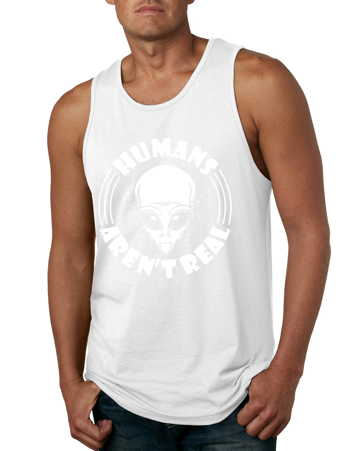 Camiseta sin mangas Humans Aren't Real Men - Imagen 9 de 9