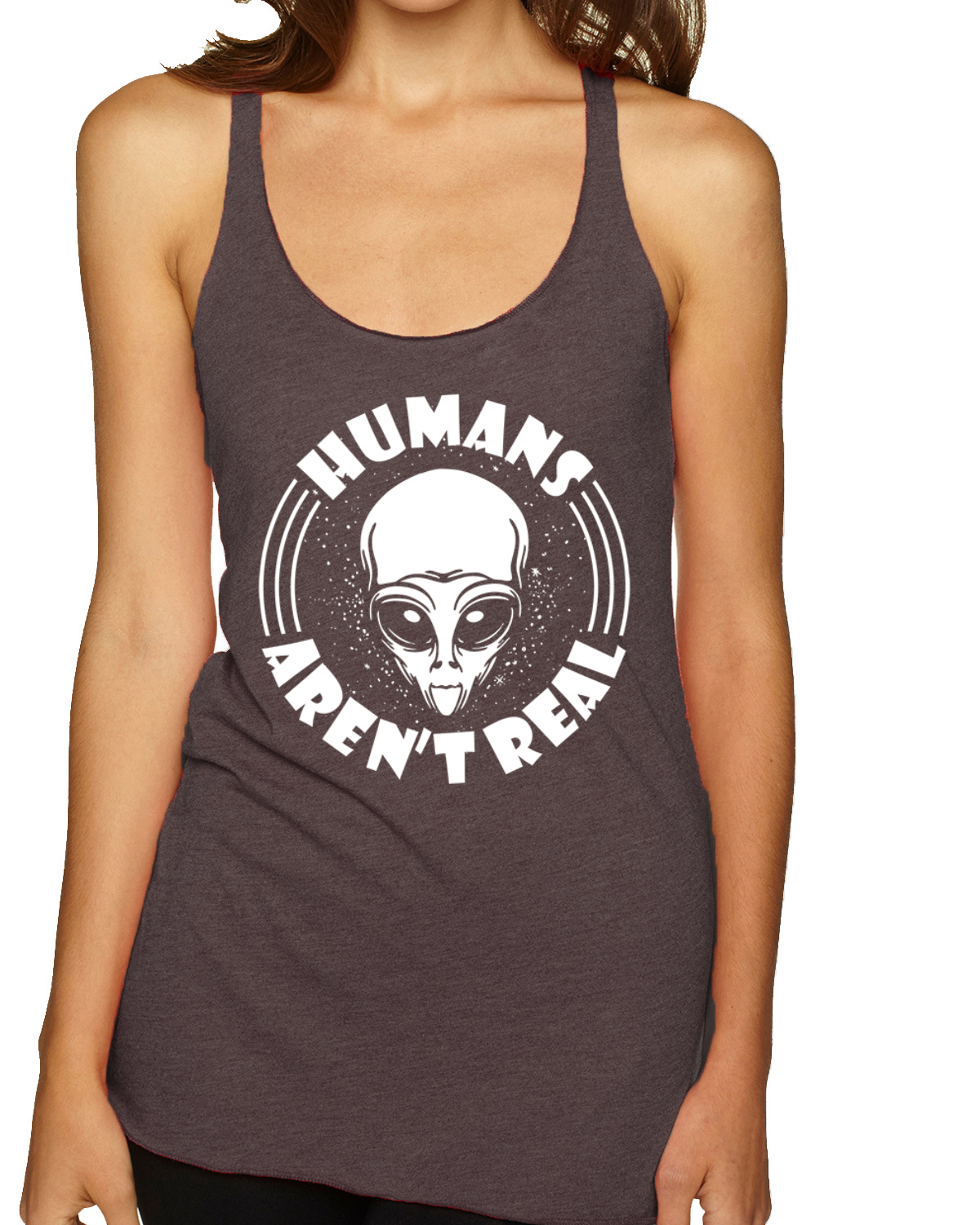 Top sin mangas Humans Aren't Real Tri-Blend Racerback - Imagen 3 de 16