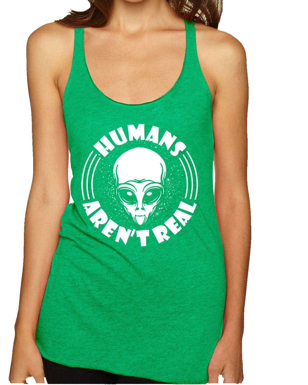 Top sin mangas Humans Aren't Real Tri-Blend Racerback - Imagen 6 de 16