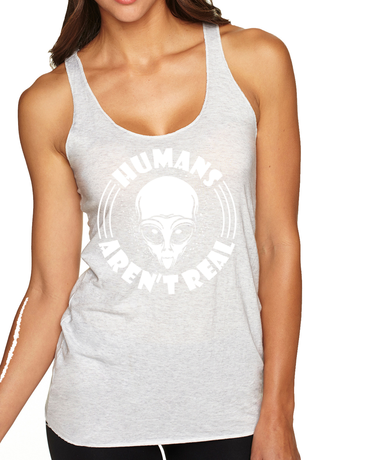 Top sin mangas Humans Aren't Real Tri-Blend Racerback - Imagen 7 de 16