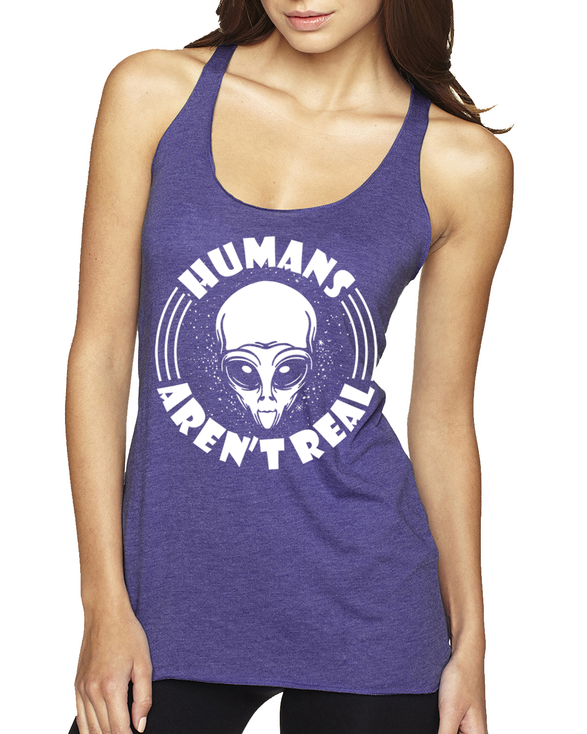 Top sin mangas Humans Aren't Real Tri-Blend Racerback - Imagen 4 de 16