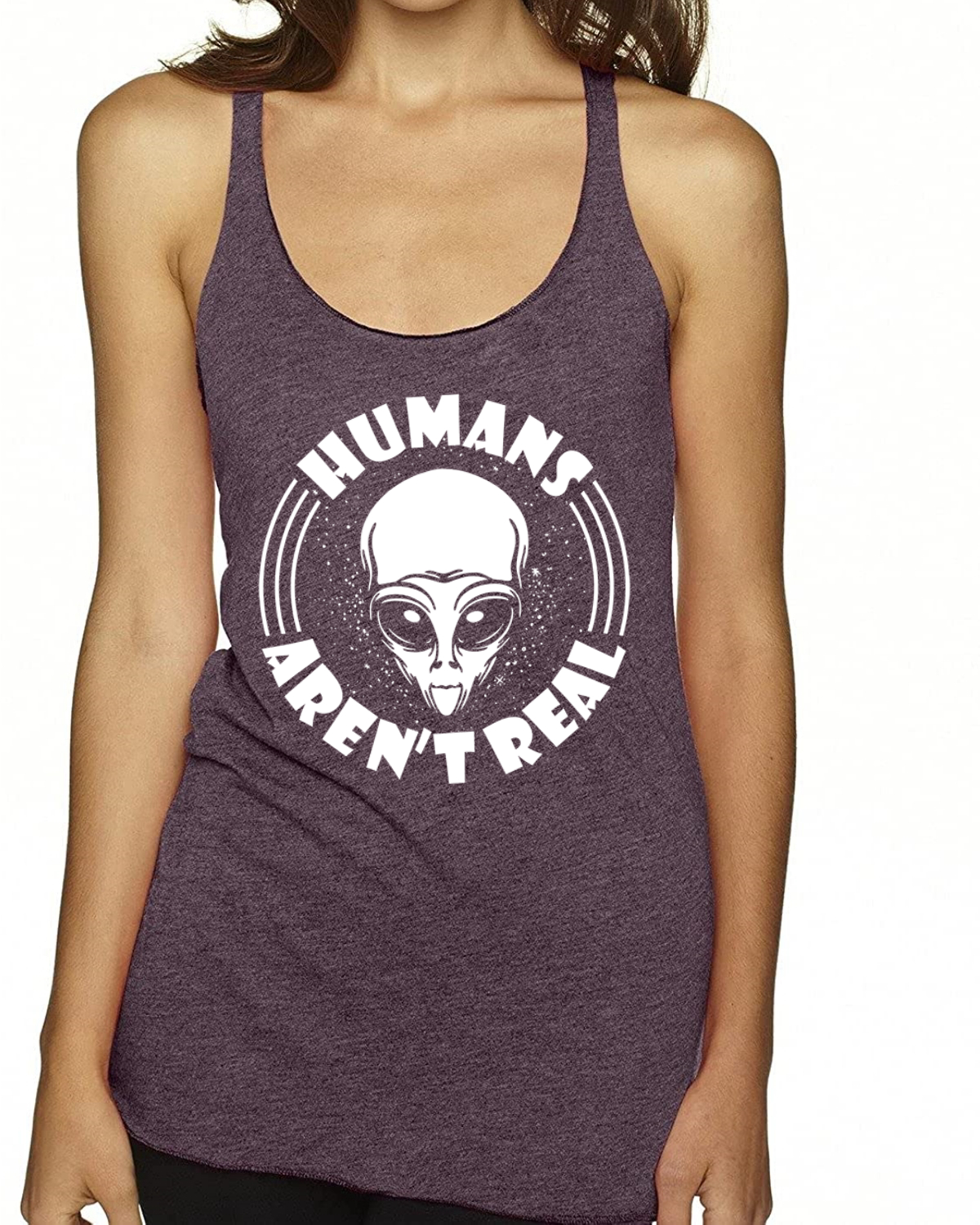 Top sin mangas Humans Aren't Real Tri-Blend Racerback - Imagen 16 de 16