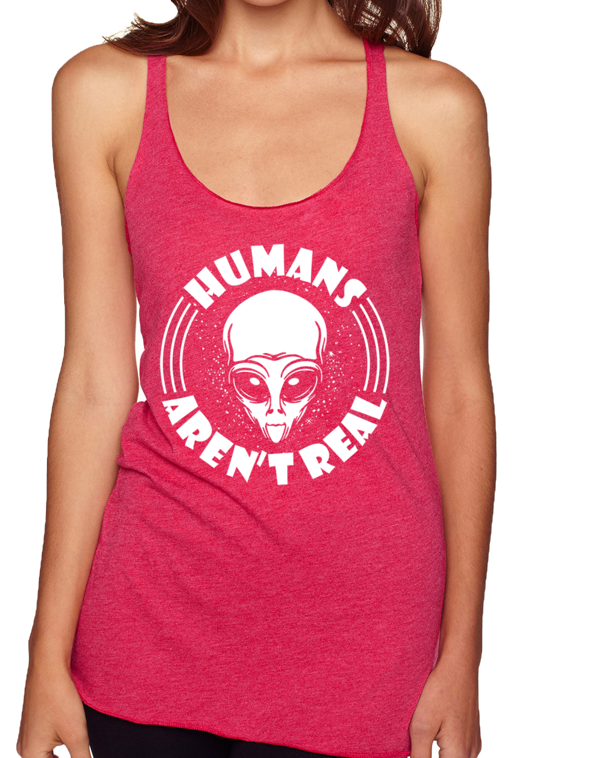 Top sin mangas Humans Aren't Real Tri-Blend Racerback - Imagen 14 de 16