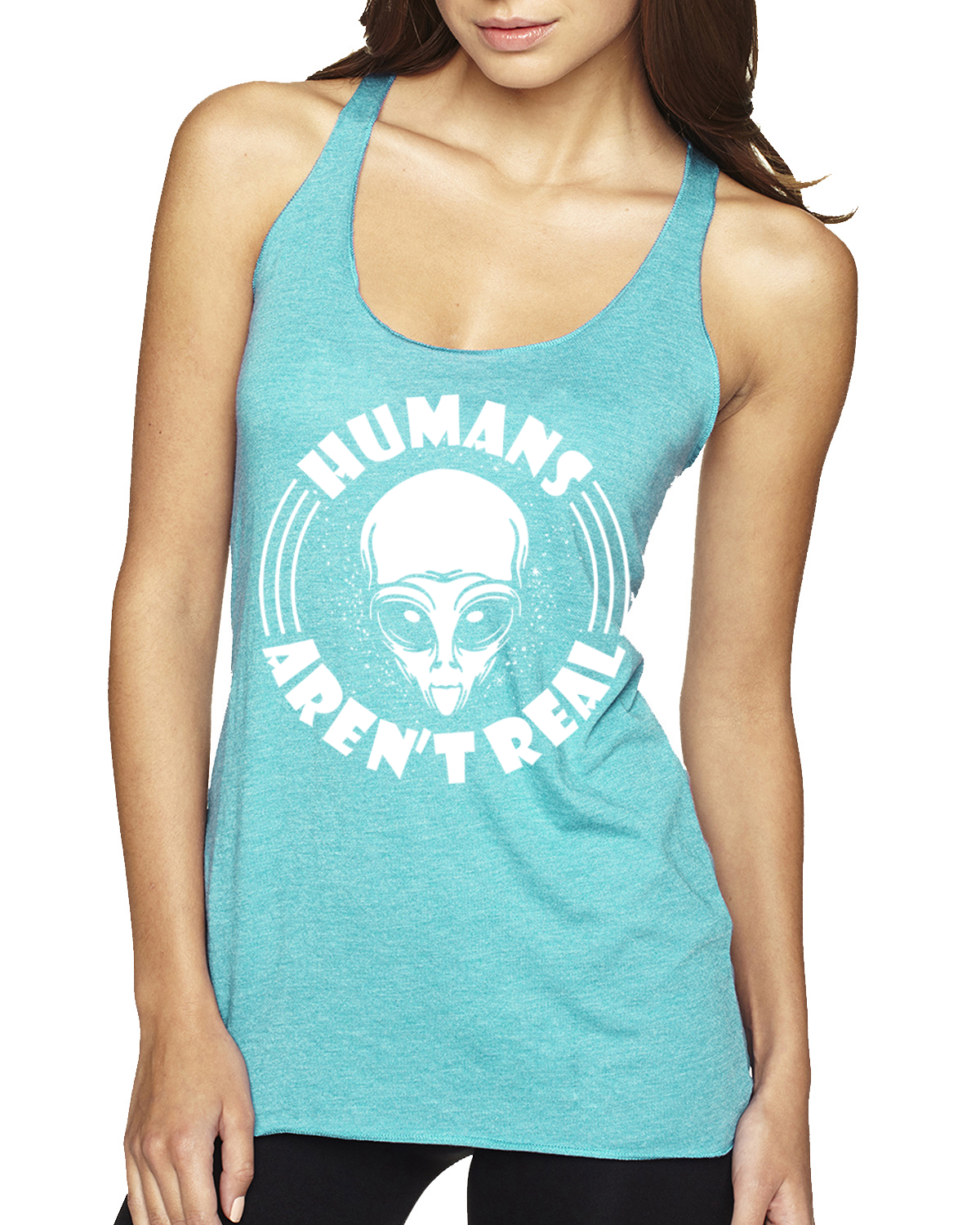 Top sin mangas Humans Aren't Real Tri-Blend Racerback - Imagen 5 de 16
