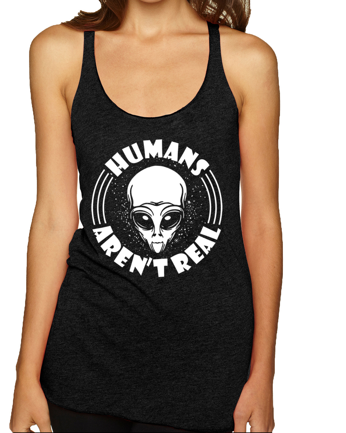 Top sin mangas Humans Aren't Real Tri-Blend Racerback - Imagen 9 de 16
