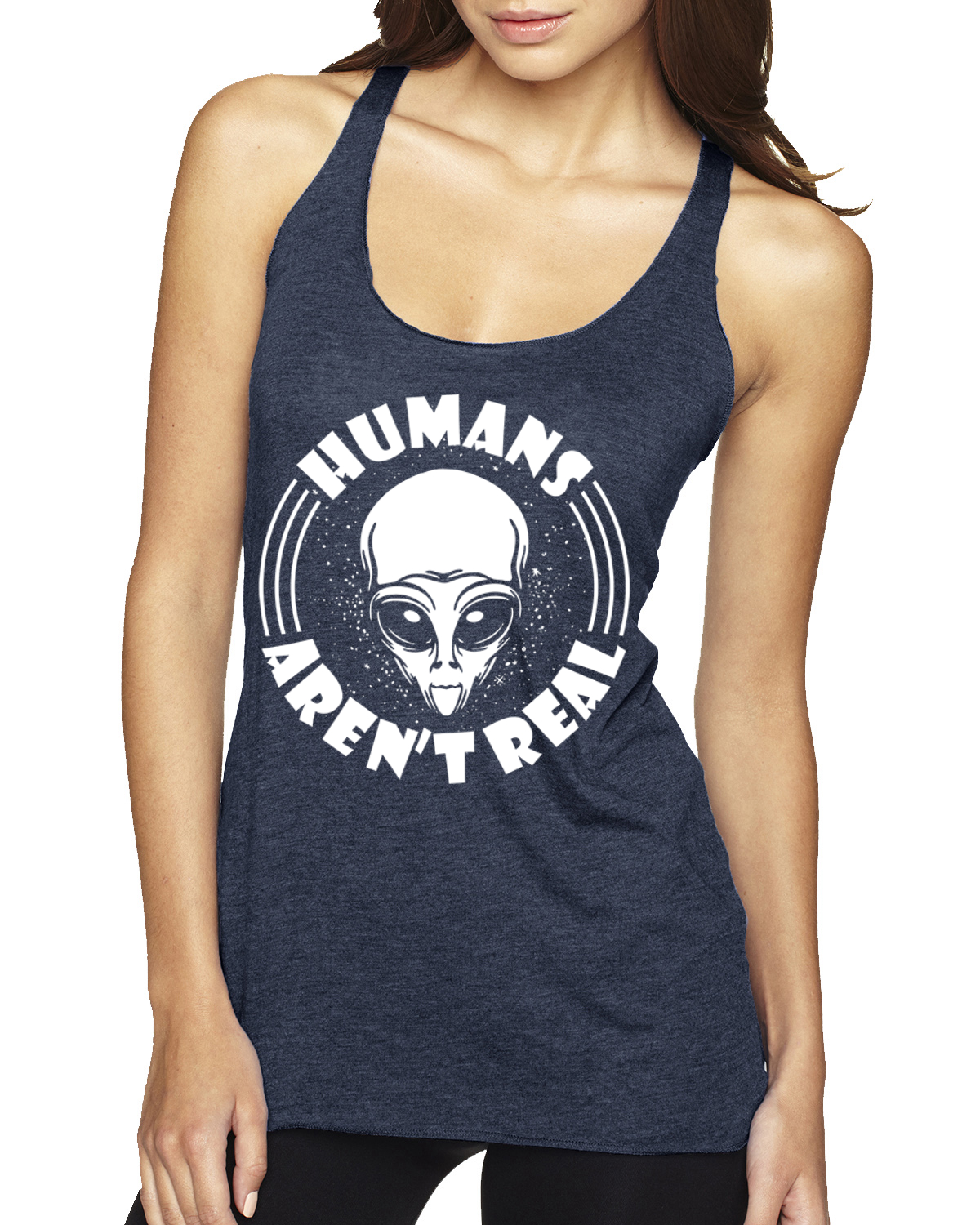 Top sin mangas Humans Aren't Real Tri-Blend Racerback - Imagen 10 de 16