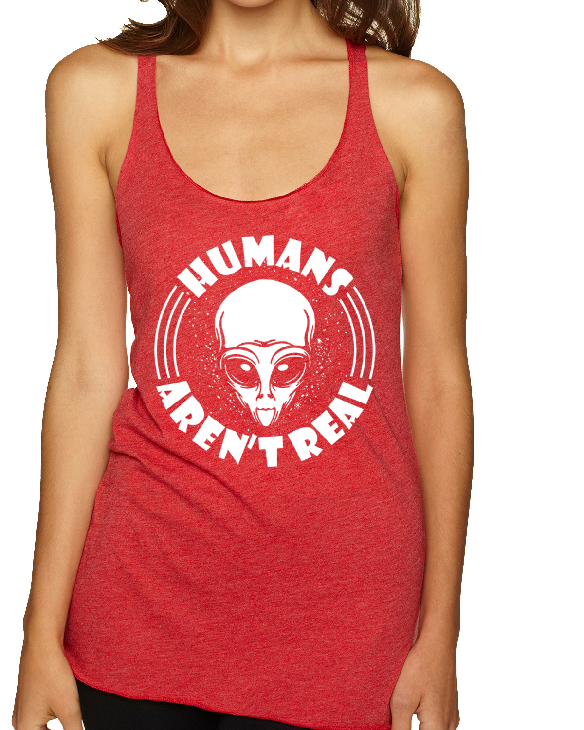 Top sin mangas Humans Aren't Real Tri-Blend Racerback - Imagen 11 de 16