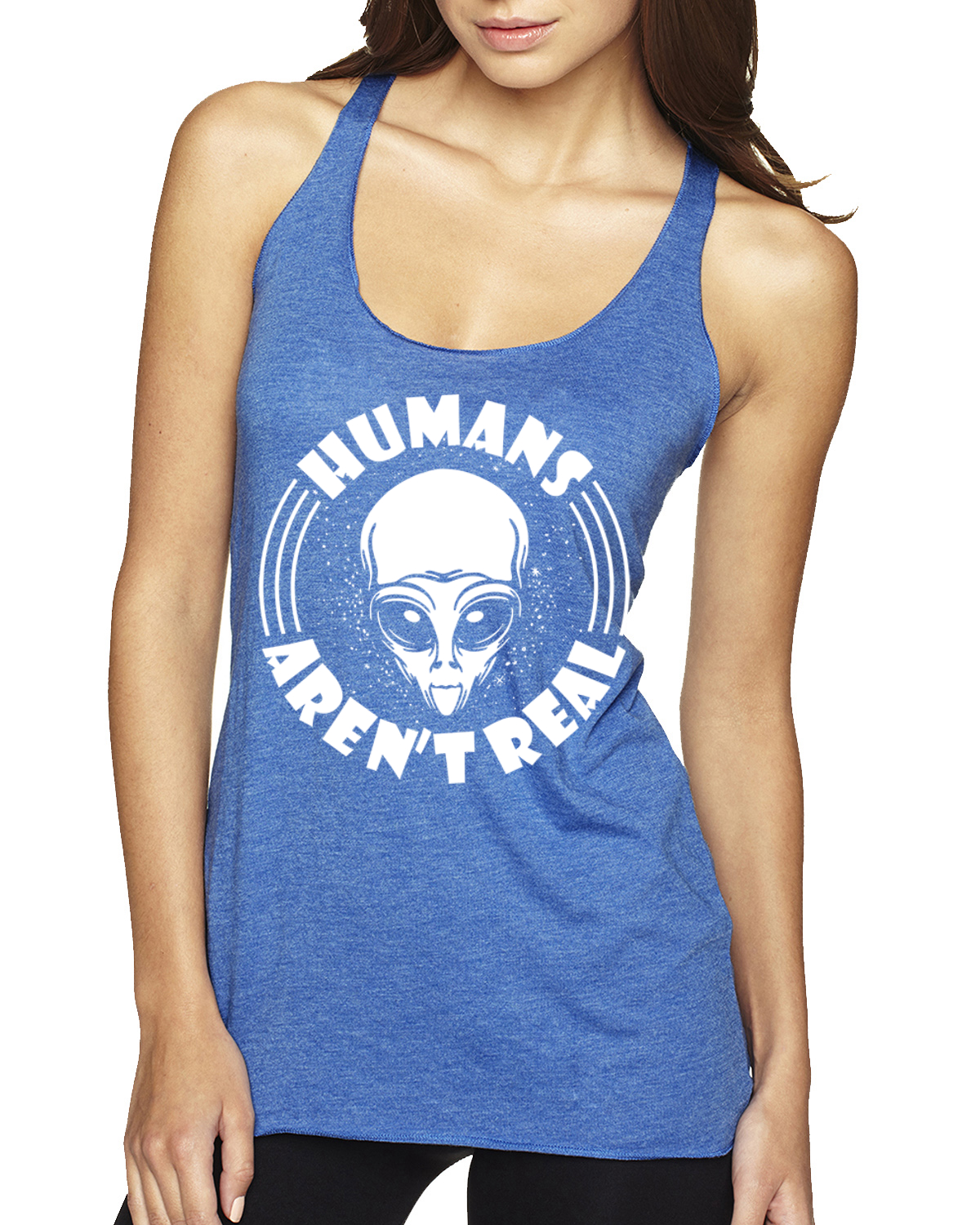 Top sin mangas Humans Aren't Real Tri-Blend Racerback - Imagen 12 de 16