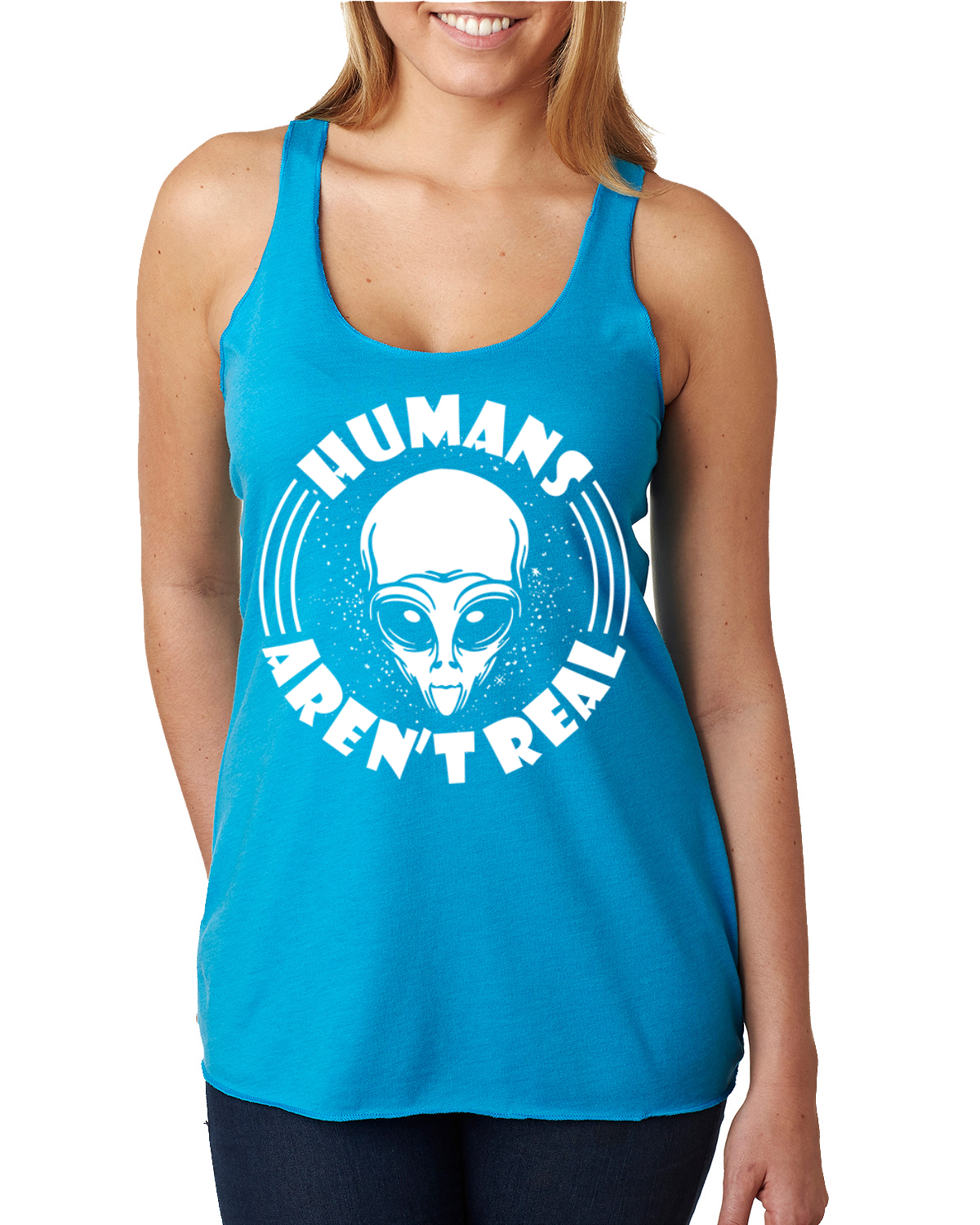 Top sin mangas Humans Aren't Real Tri-Blend Racerback - Imagen 13 de 16