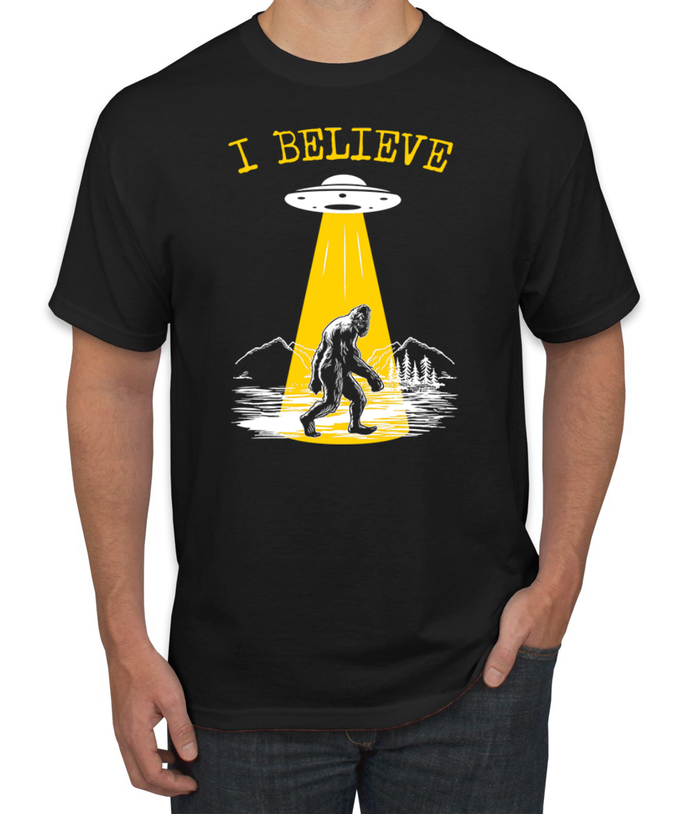 I Believe UFO Sasquatch Men T-Shirt - Picture 3 of 28