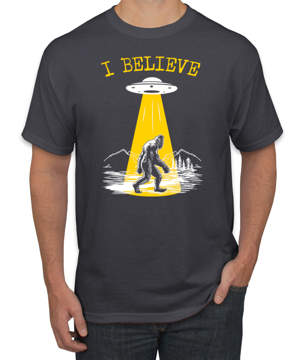 I Believe UFO Sasquatch Men T-Shirt - Picture 4 of 28