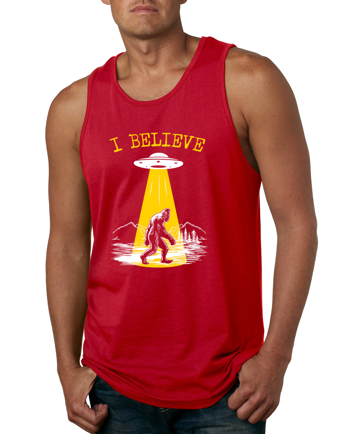 Camiseta sin mangas I Believe UFO Sasquatch para hombre - Imagen 7 de 9