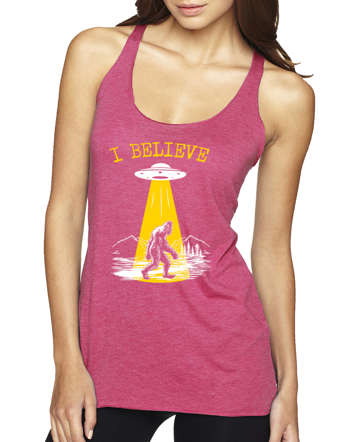 Camiseta sin mangas I Believe UFO Sasquatch Tri-Blend Racerback - Imagen 15 de 16