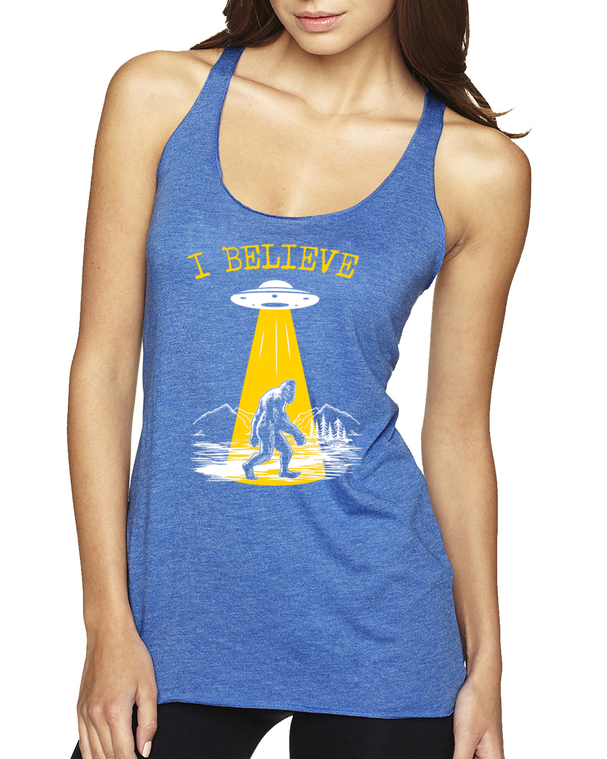 Camiseta sin mangas I Believe UFO Sasquatch Tri-Blend Racerback - Imagen 12 de 16