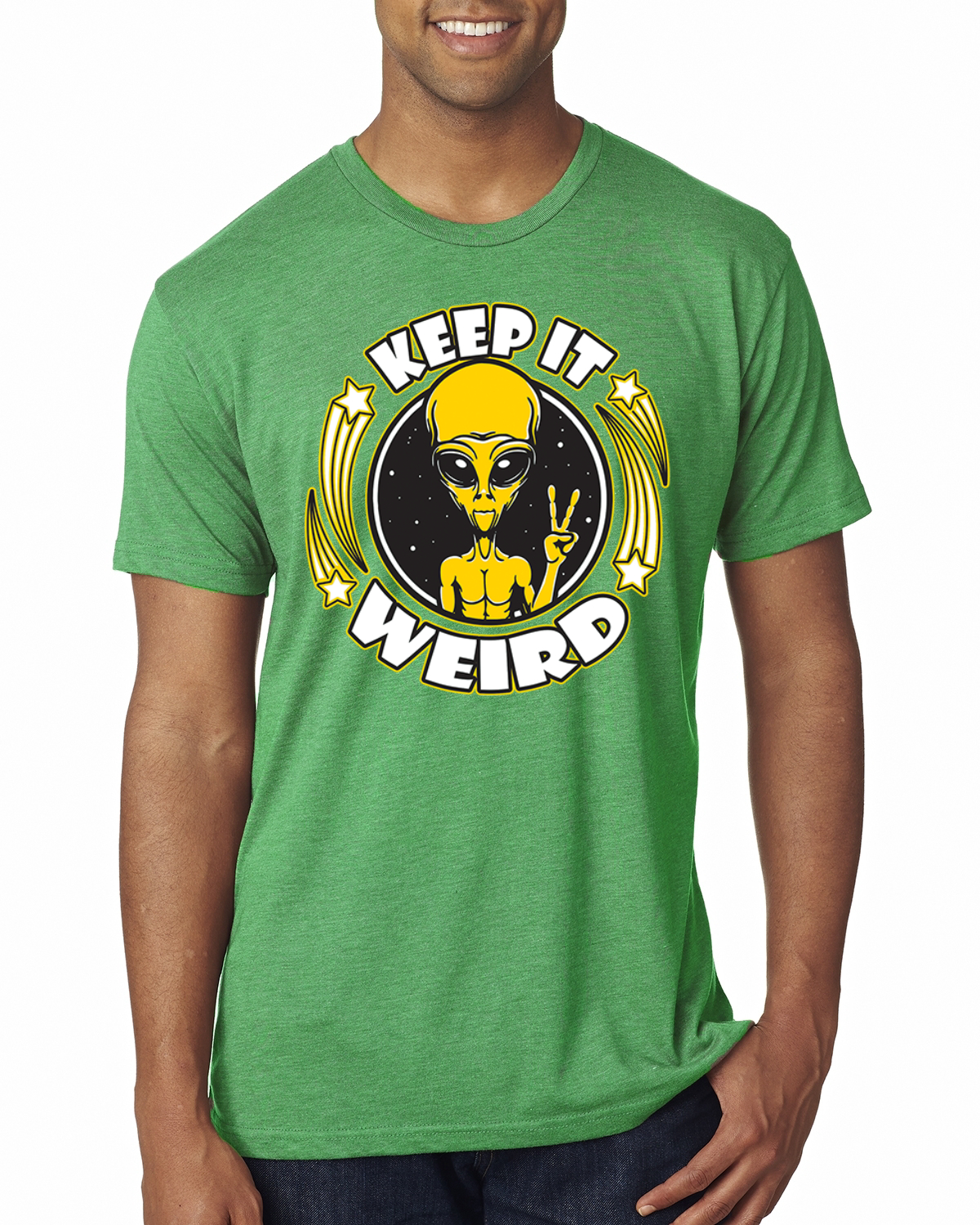 Camiseta Keep It Weird Alien Hombre Premium Tri Blend - Imagen 4 de 17