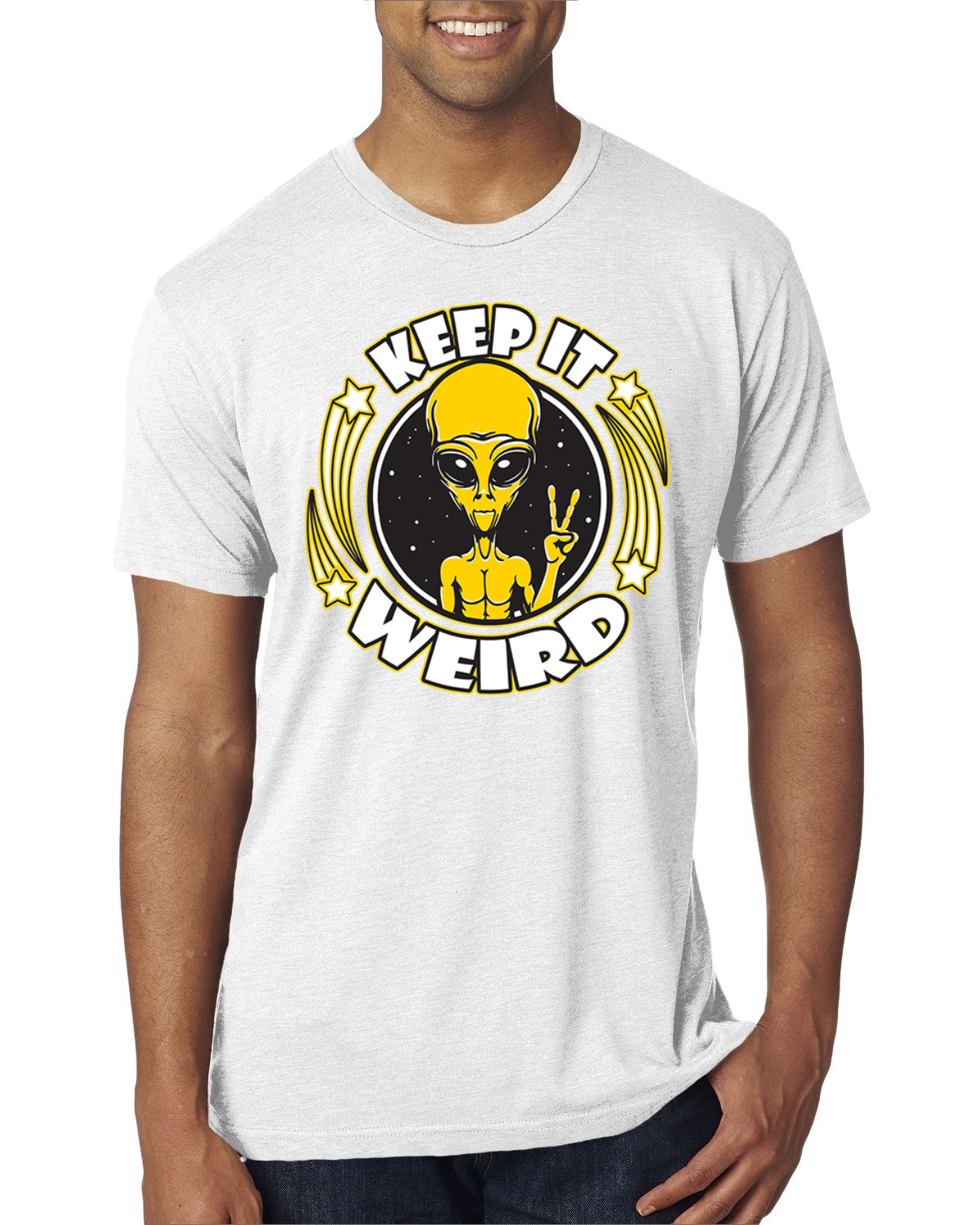 Camiseta Keep It Weird Alien Hombre Premium Tri Blend - Imagen 5 de 17