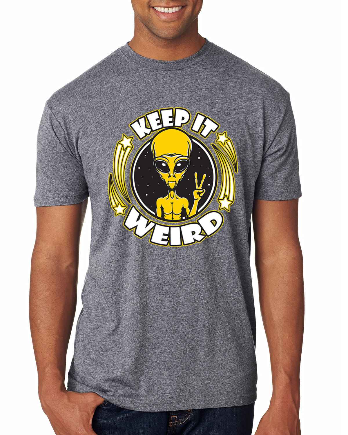 Camiseta Keep It Weird Alien Hombre Premium Tri Blend - Imagen 6 de 17