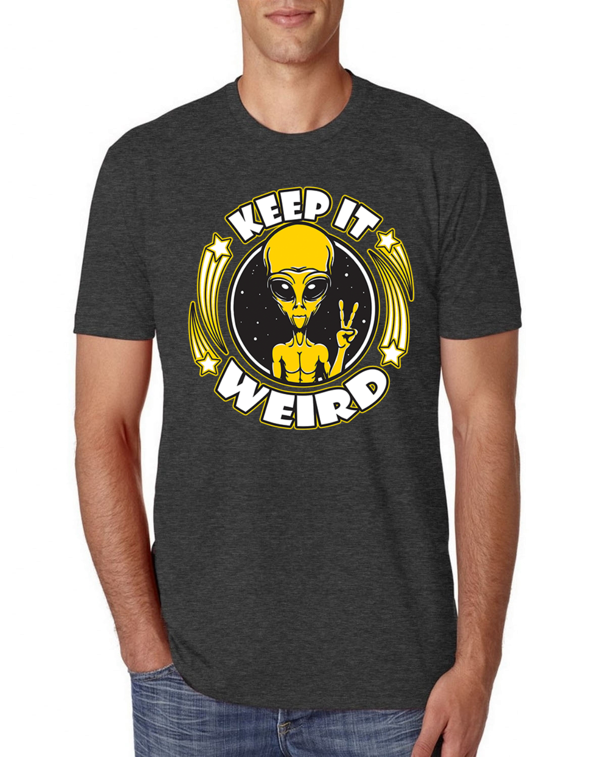 Camiseta Keep It Weird Alien Hombre Premium Tri Blend - Imagen 7 de 17