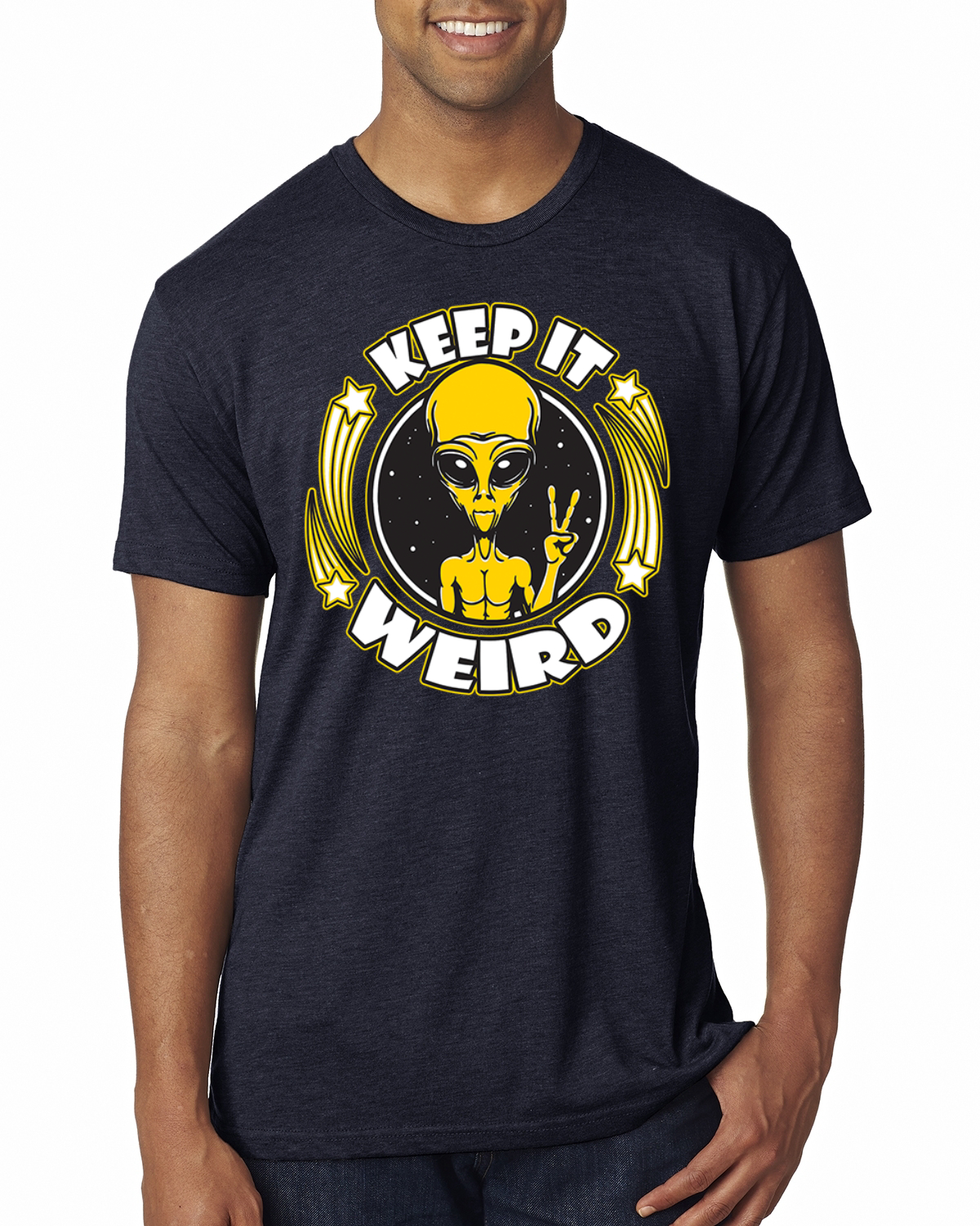 Camiseta Keep It Weird Alien Hombre Premium Tri Blend - Imagen 8 de 17