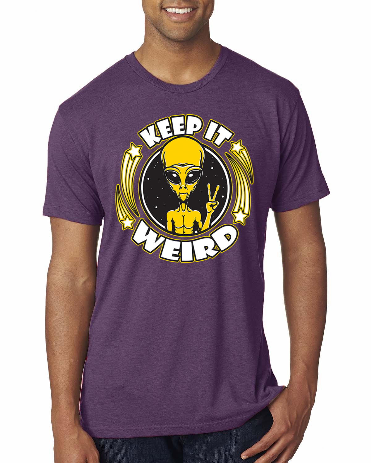 Camiseta Keep It Weird Alien Hombre Premium Tri Blend - Imagen 9 de 17
