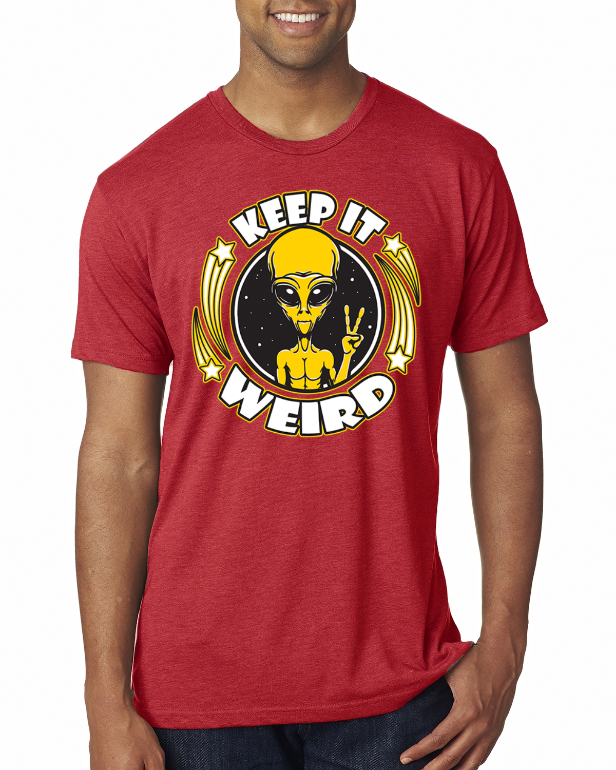 Camiseta Keep It Weird Alien Hombre Premium Tri Blend - Imagen 10 de 17