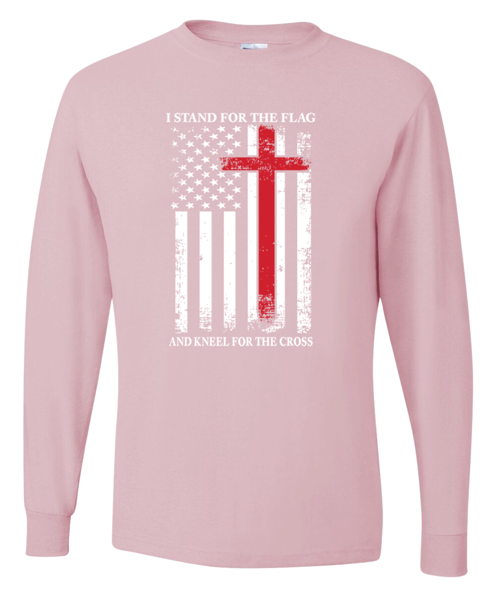 US Flag I Stand for the Flag And Kneel For The Cross Men Long Sleeve Shirt - Picture 9 of 17