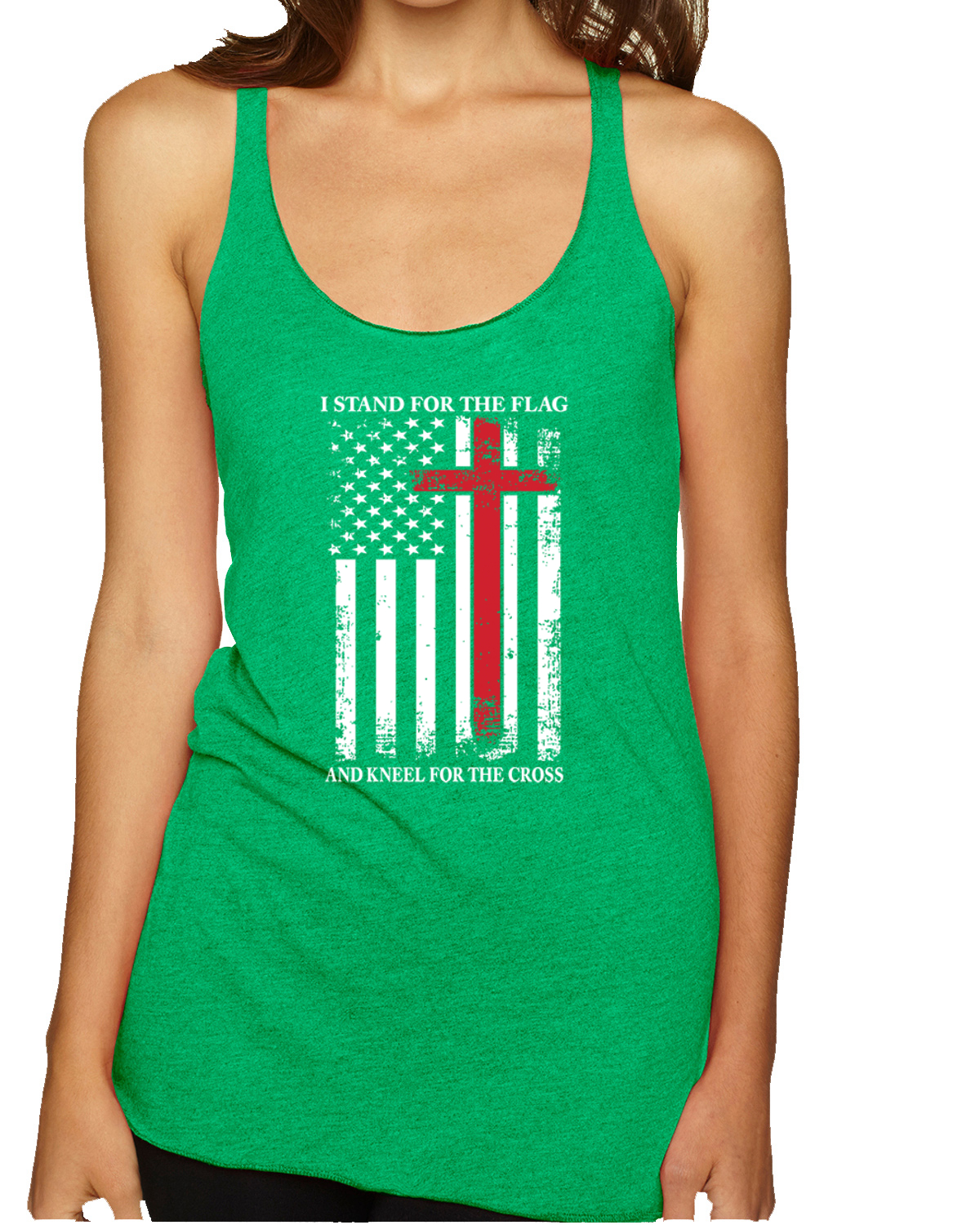 US Flag I Stand for the Flag And Kneel For The Cross TriBlend Racerback Tank Top - Picture 6 of 16