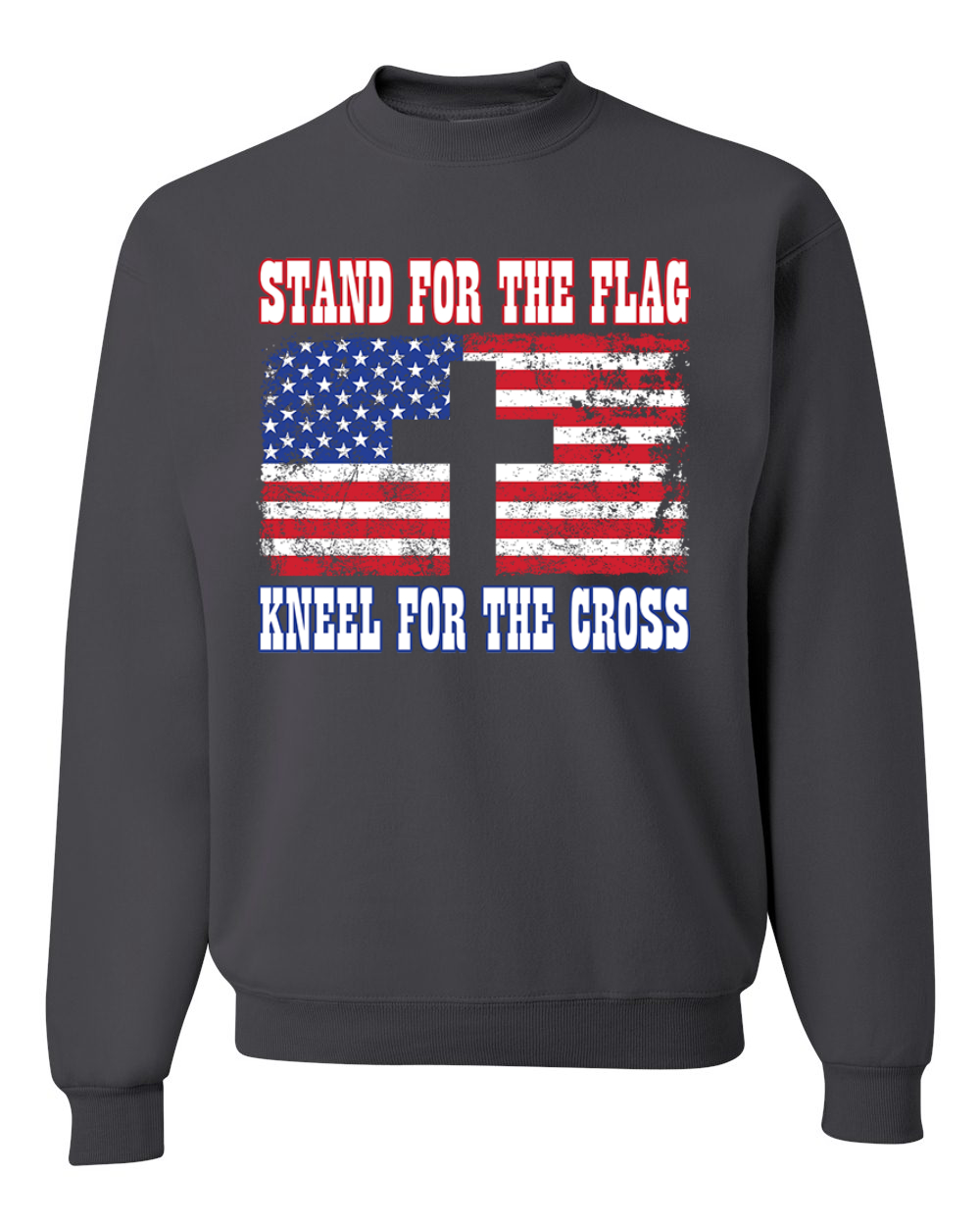 American Flag Stand For The Flag Kneel For The Cross Unisex Crewneck Sweatshirt - Picture 4 of 23