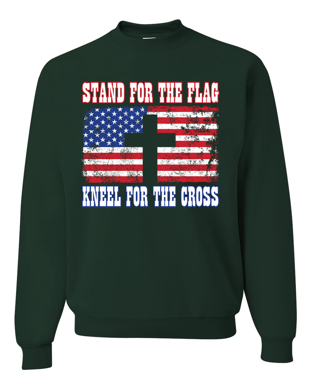 American Flag Stand For The Flag Kneel For The Cross Unisex Crewneck Sweatshirt - Picture 5 of 23