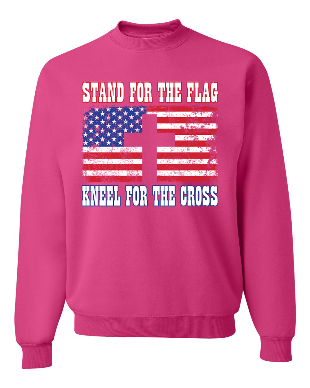 American Flag Stand For The Flag Kneel For The Cross Unisex Crewneck Sweatshirt - Picture 6 of 23
