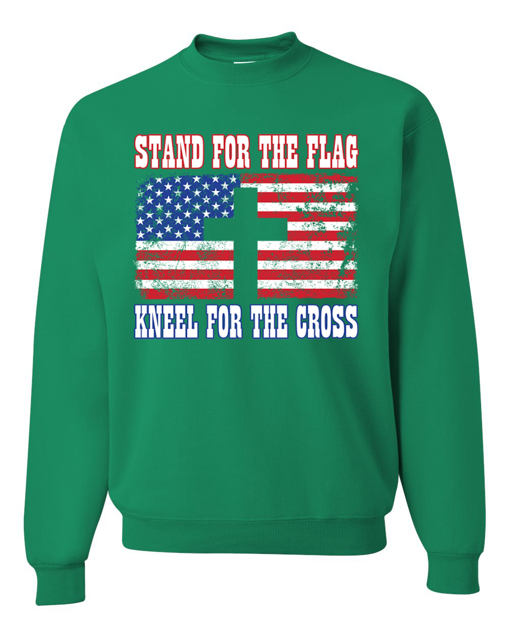 American Flag Stand For The Flag Kneel For The Cross Unisex Crewneck Sweatshirt - Picture 9 of 23