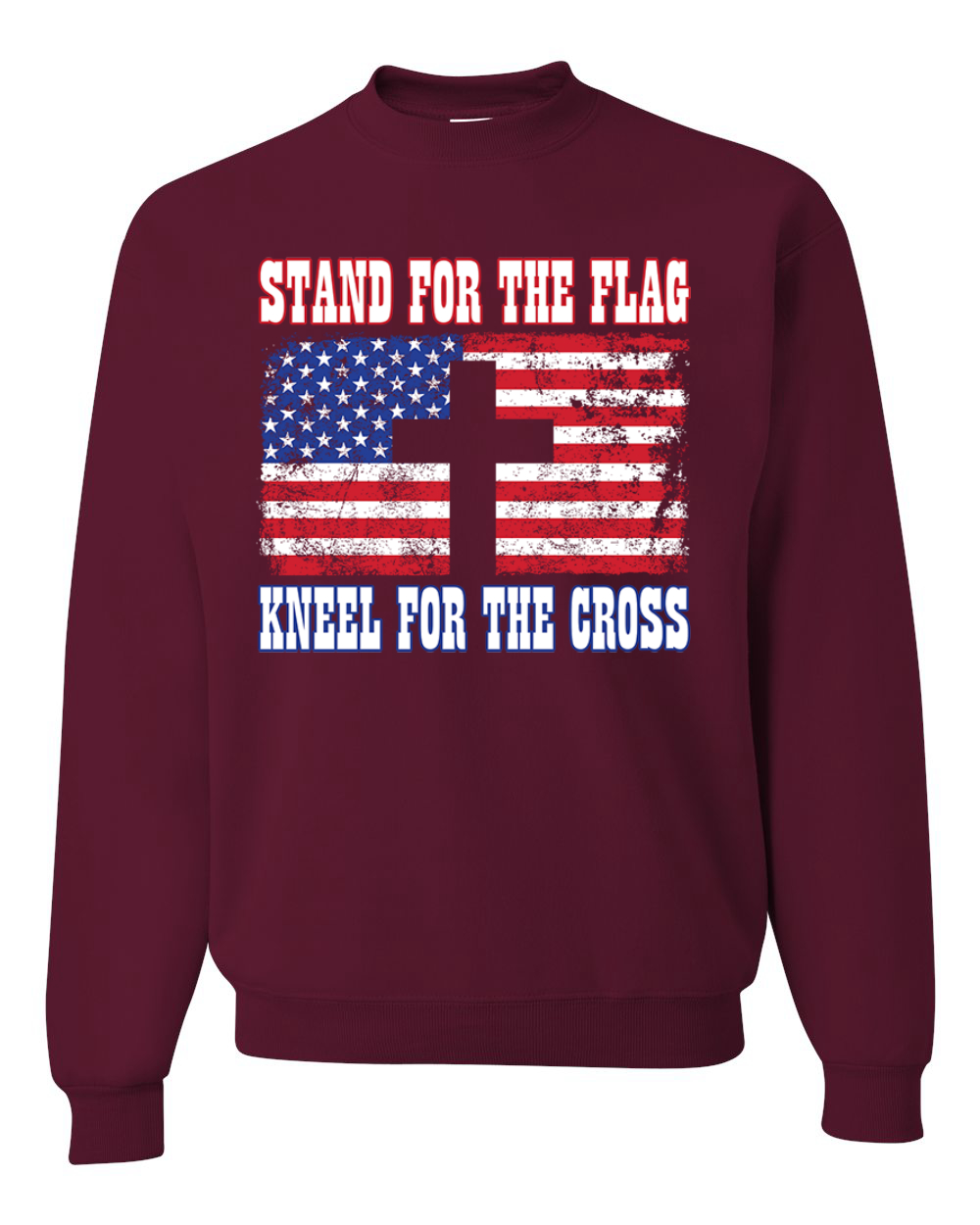 American Flag Stand For The Flag Kneel For The Cross Unisex Crewneck Sweatshirt - Picture 11 of 23
