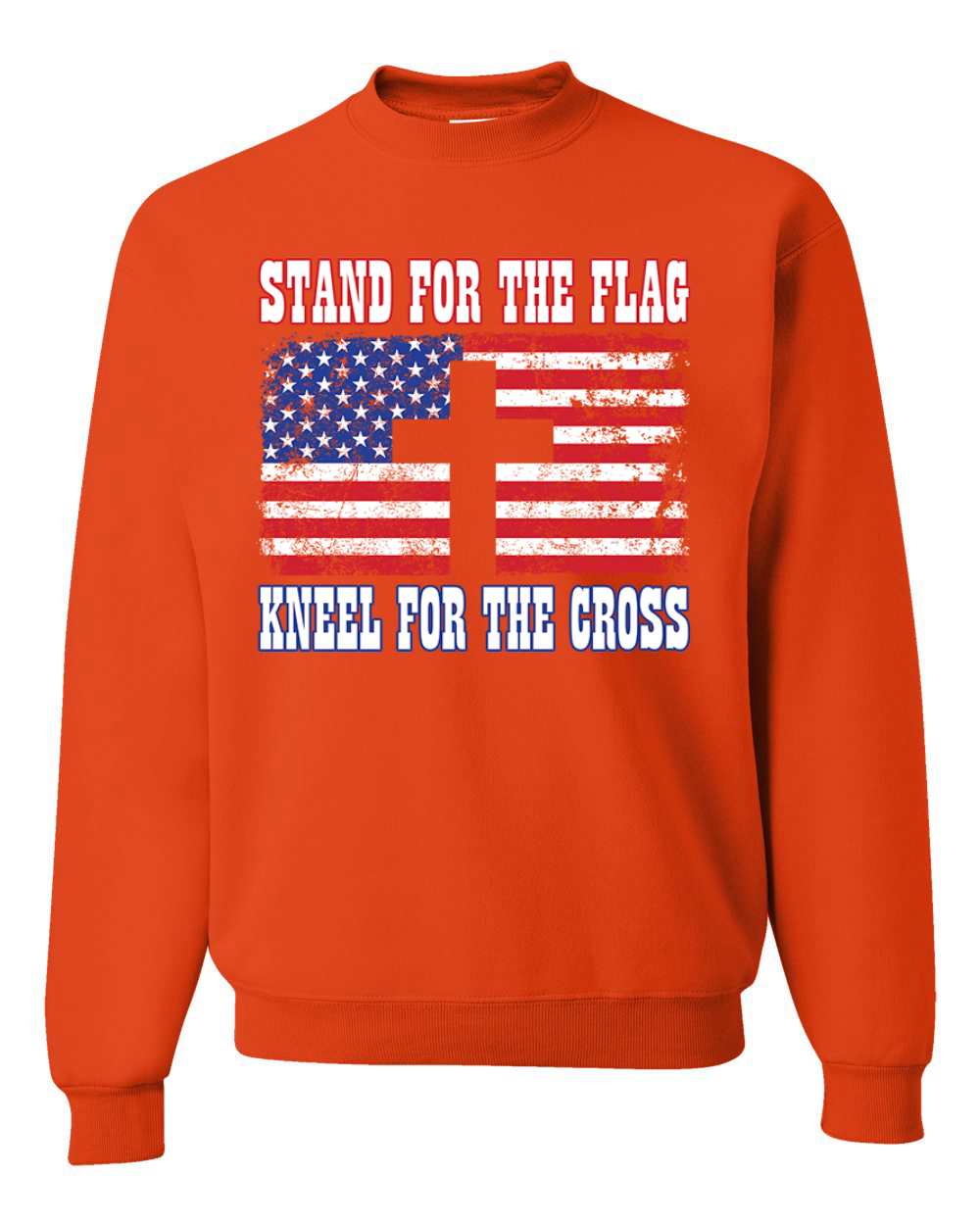 American Flag Stand For The Flag Kneel For The Cross Unisex Crewneck Sweatshirt - Picture 14 of 23