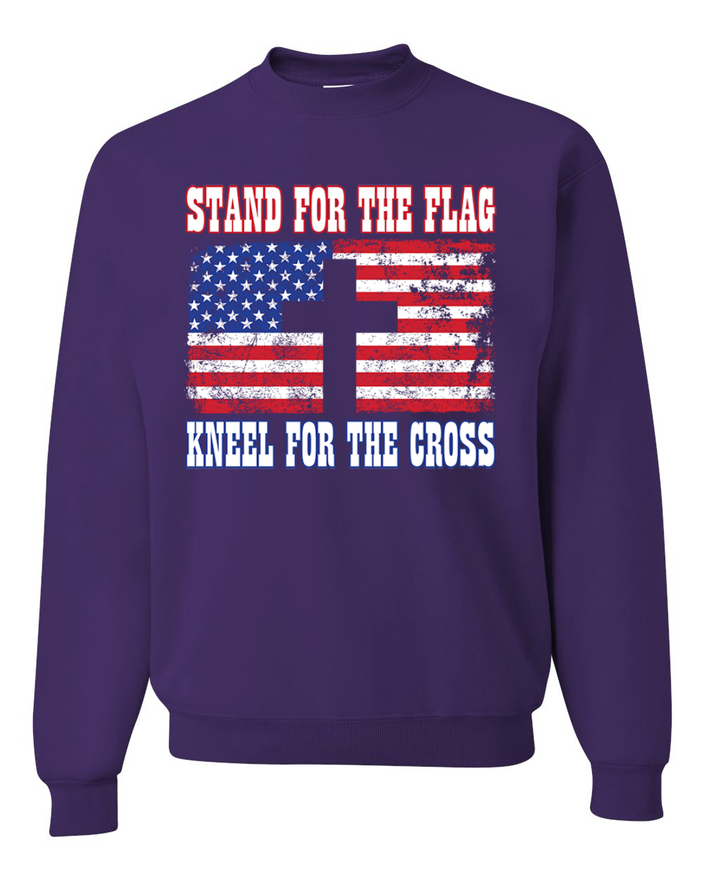American Flag Stand For The Flag Kneel For The Cross Unisex Crewneck Sweatshirt - Picture 15 of 23