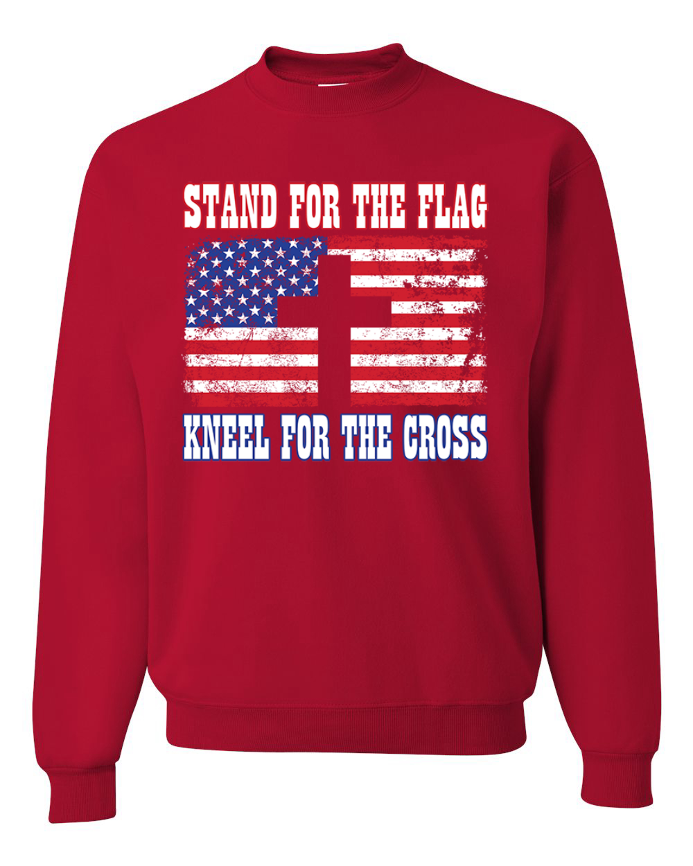American Flag Stand For The Flag Kneel For The Cross Unisex Crewneck Sweatshirt - Picture 16 of 23