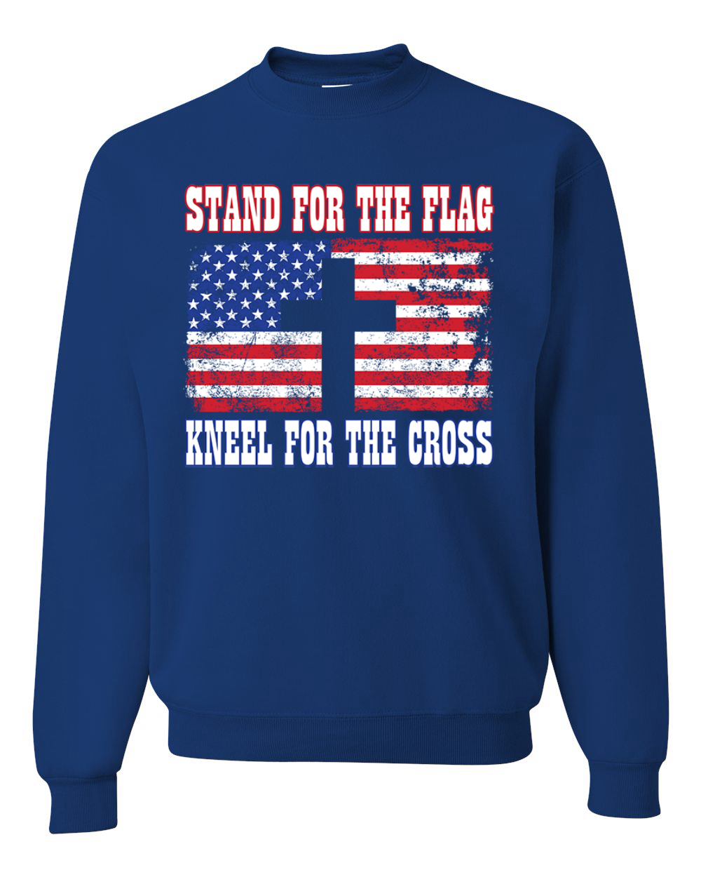 American Flag Stand For The Flag Kneel For The Cross Unisex Crewneck Sweatshirt - Picture 17 of 23