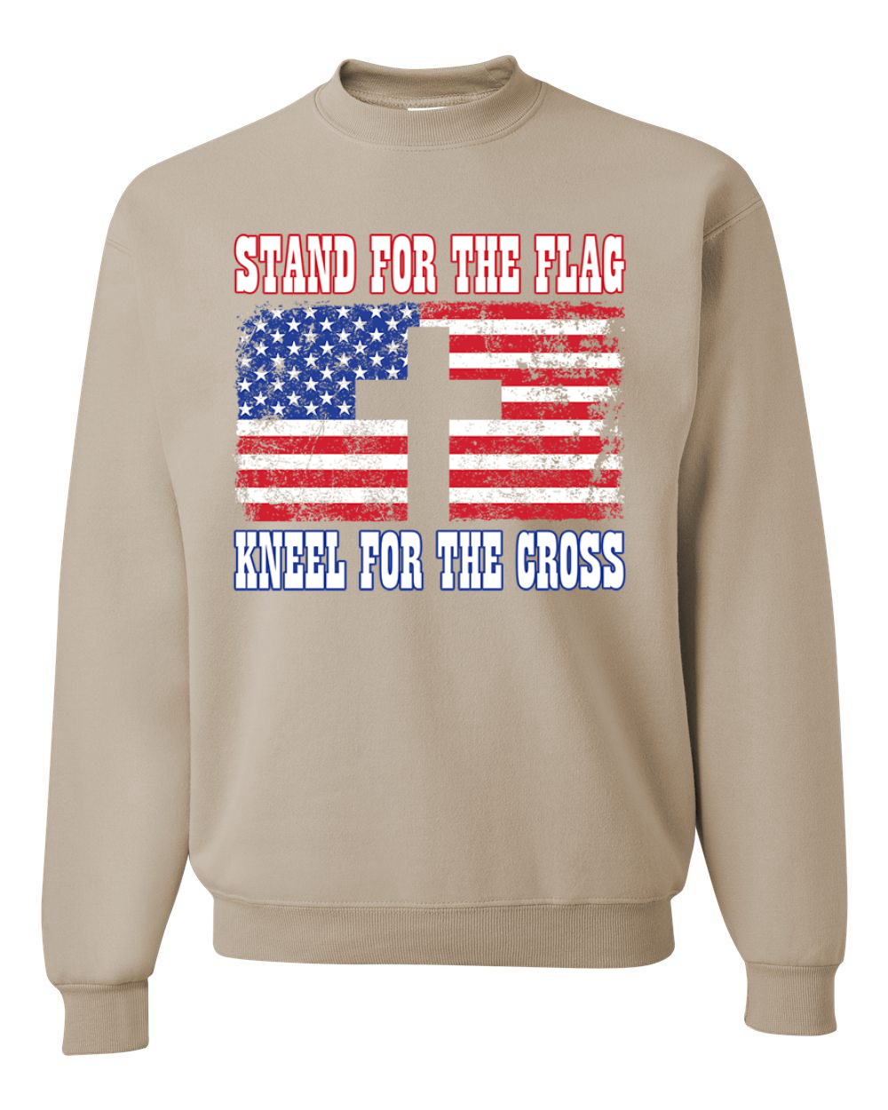 American Flag Stand For The Flag Kneel For The Cross Unisex Crewneck Sweatshirt - Picture 23 of 23
