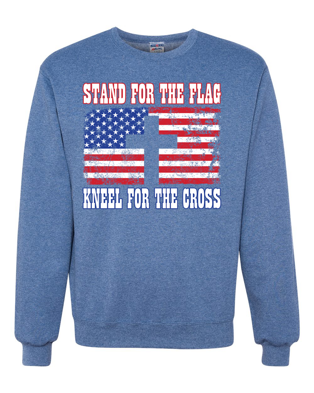 American Flag Stand For The Flag Kneel For The Cross Unisex Crewneck Sweatshirt - Picture 18 of 23