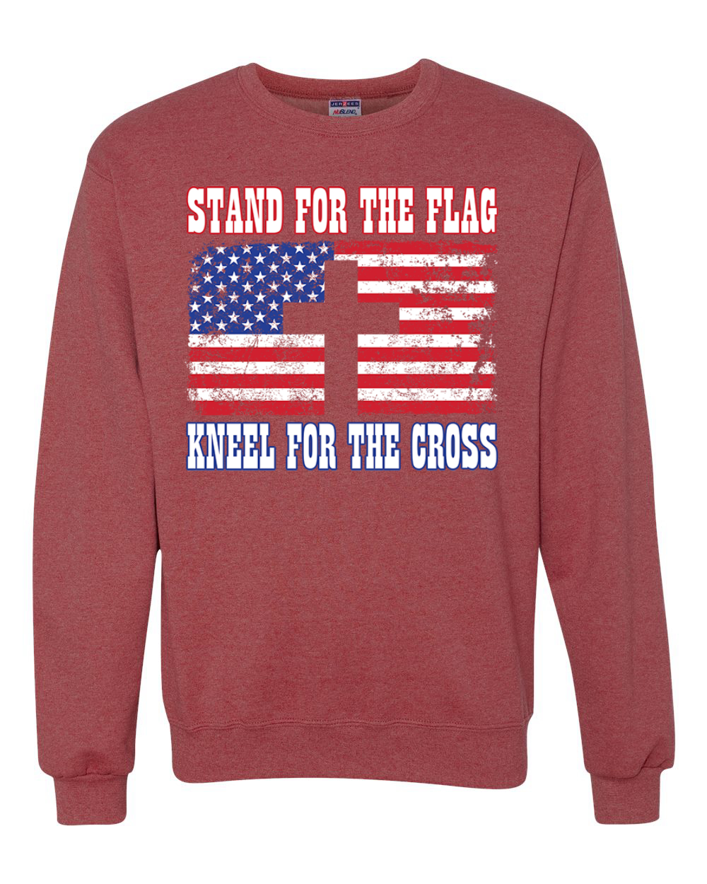 American Flag Stand For The Flag Kneel For The Cross Unisex Crewneck Sweatshirt - Picture 20 of 23
